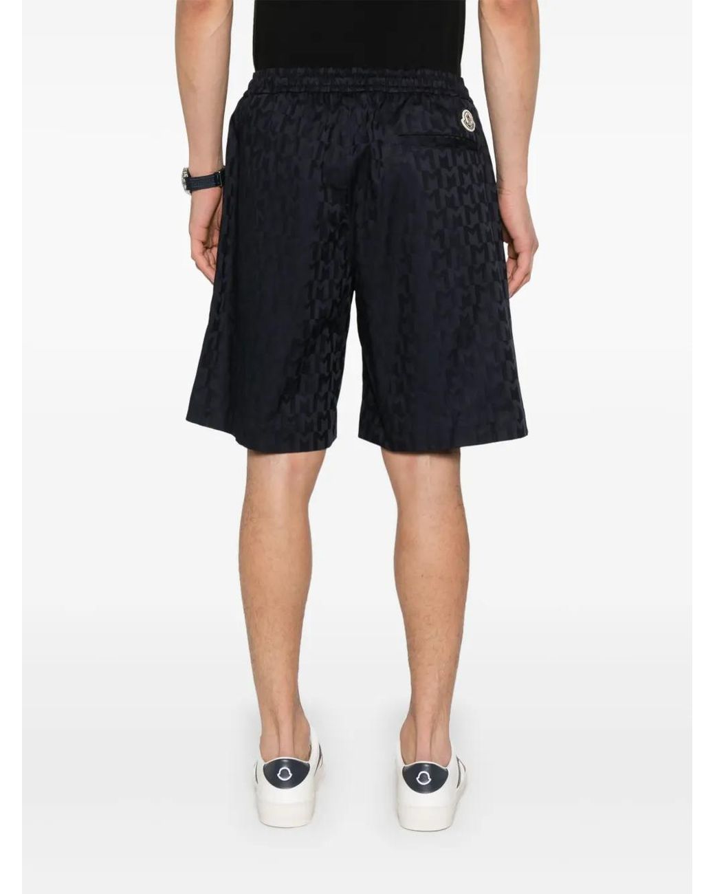 Moncler Blue Monogram-Jacquard Shorts for men