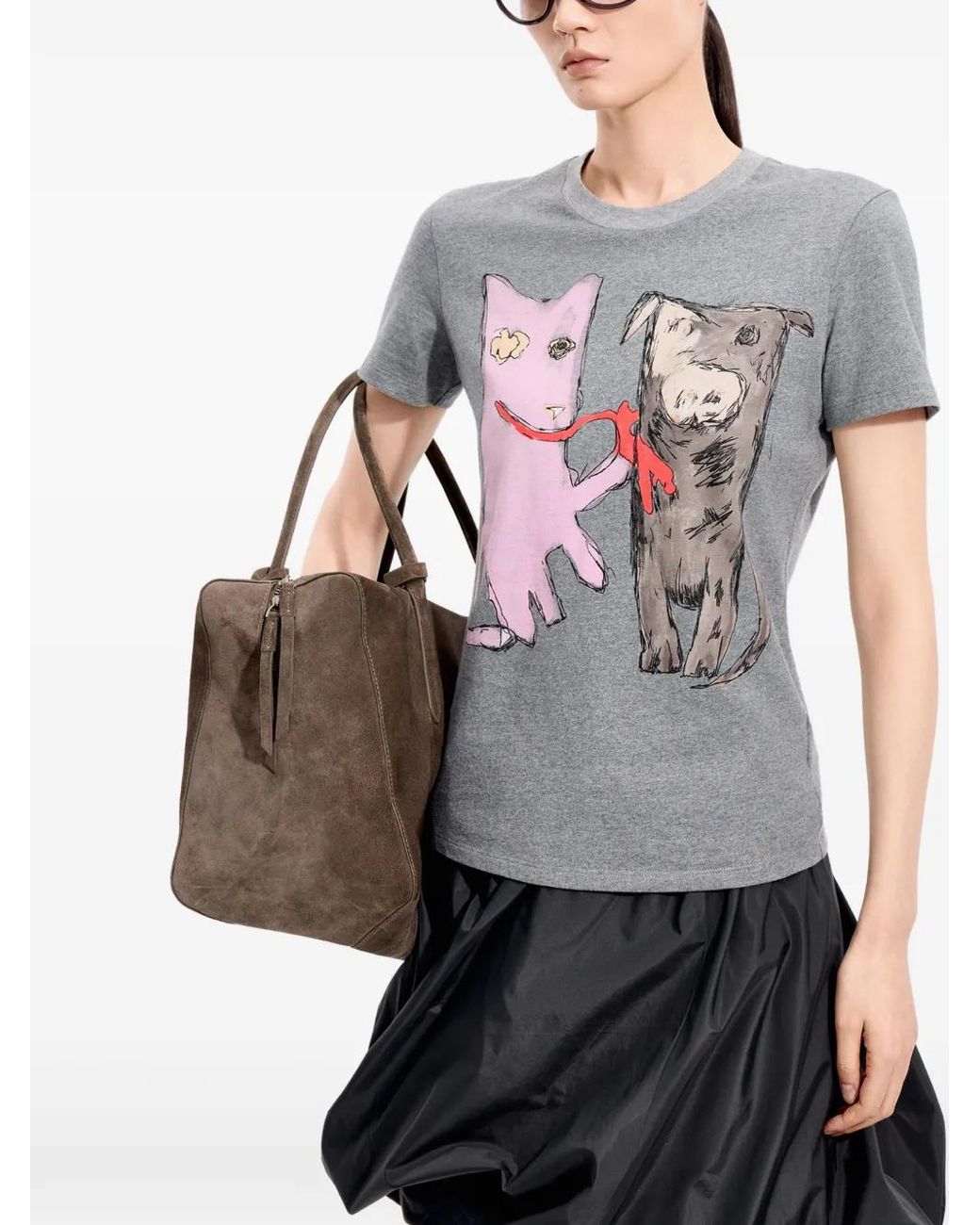 JNBY Gray Graphic-Print T-Shirt