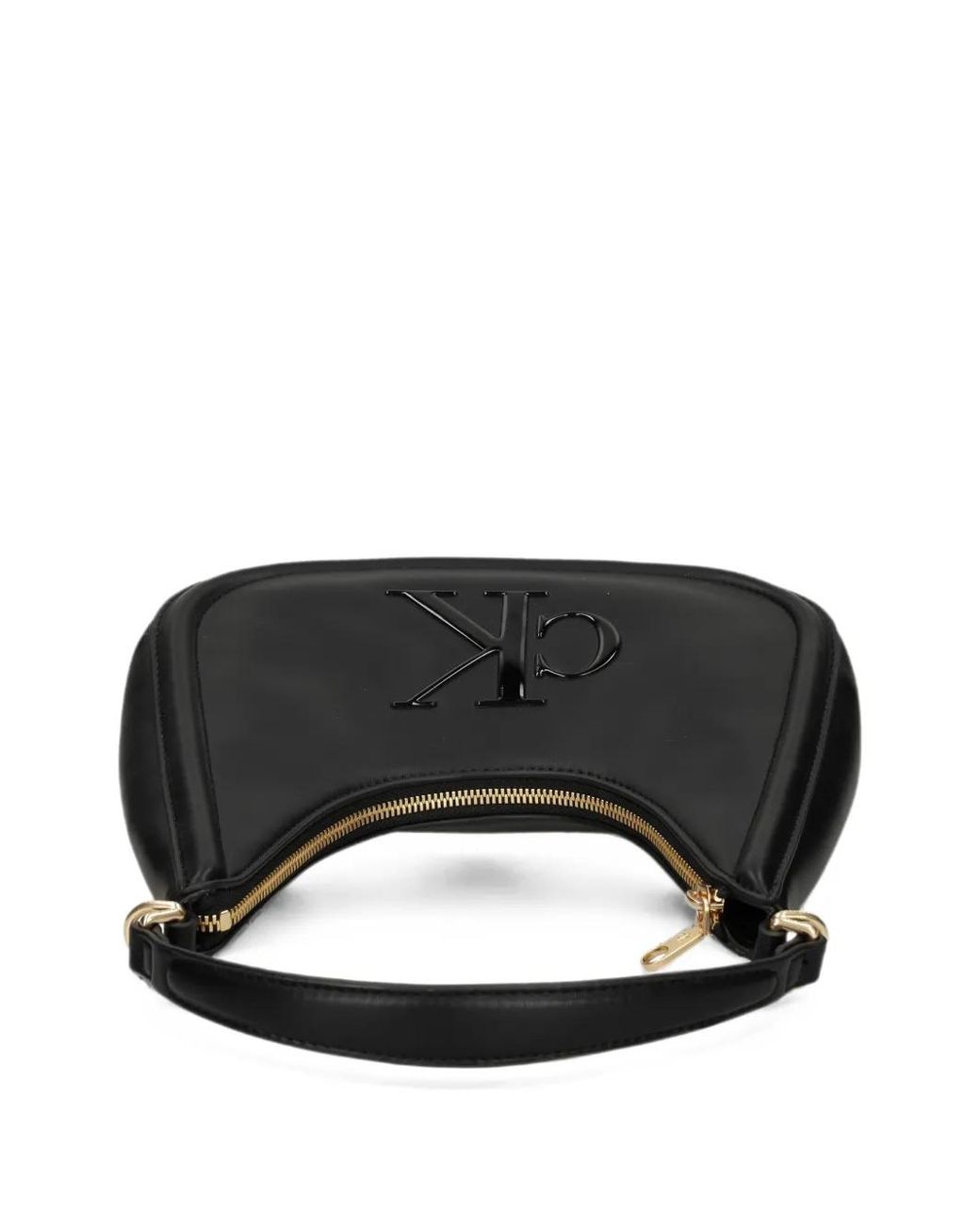 Calvin Klein Black Logo-Embossed Shoulder Bag