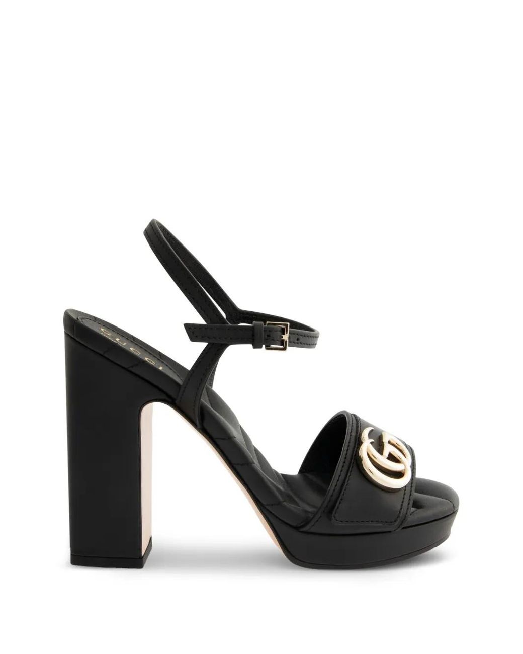 Gucci Black Platform Sandals With Double G