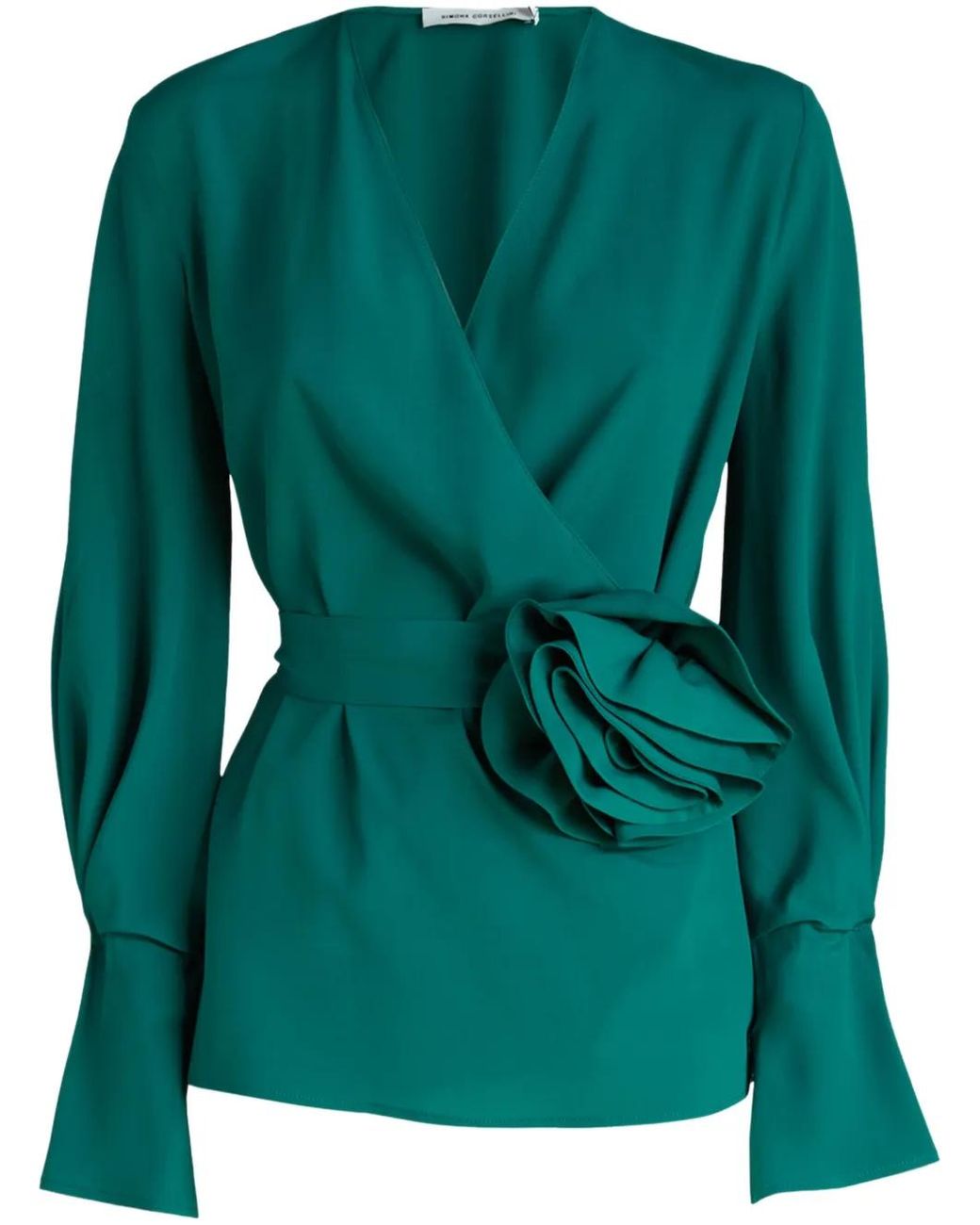 SIMONA CORSELLINI Green Flower-Detailing Blouse