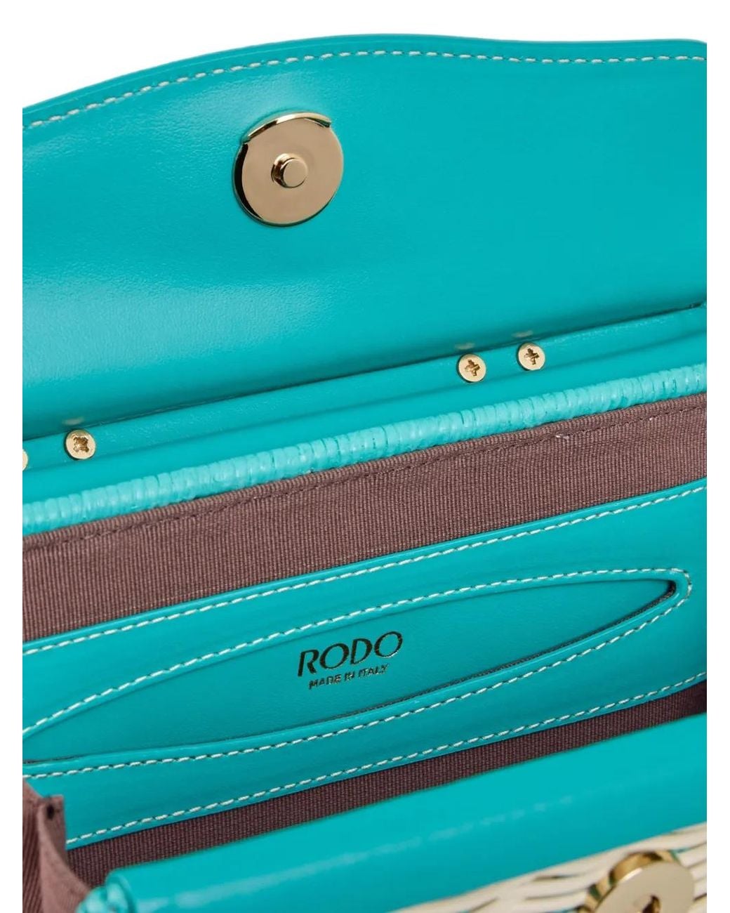Rodo Blue Calf Leather-Trim Clutch Bag