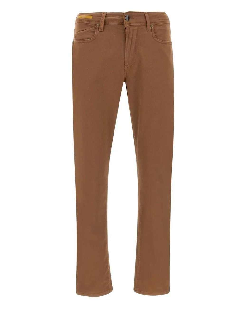 Re-hash Brown Five-Pocket Logo-Patch Trousers for men