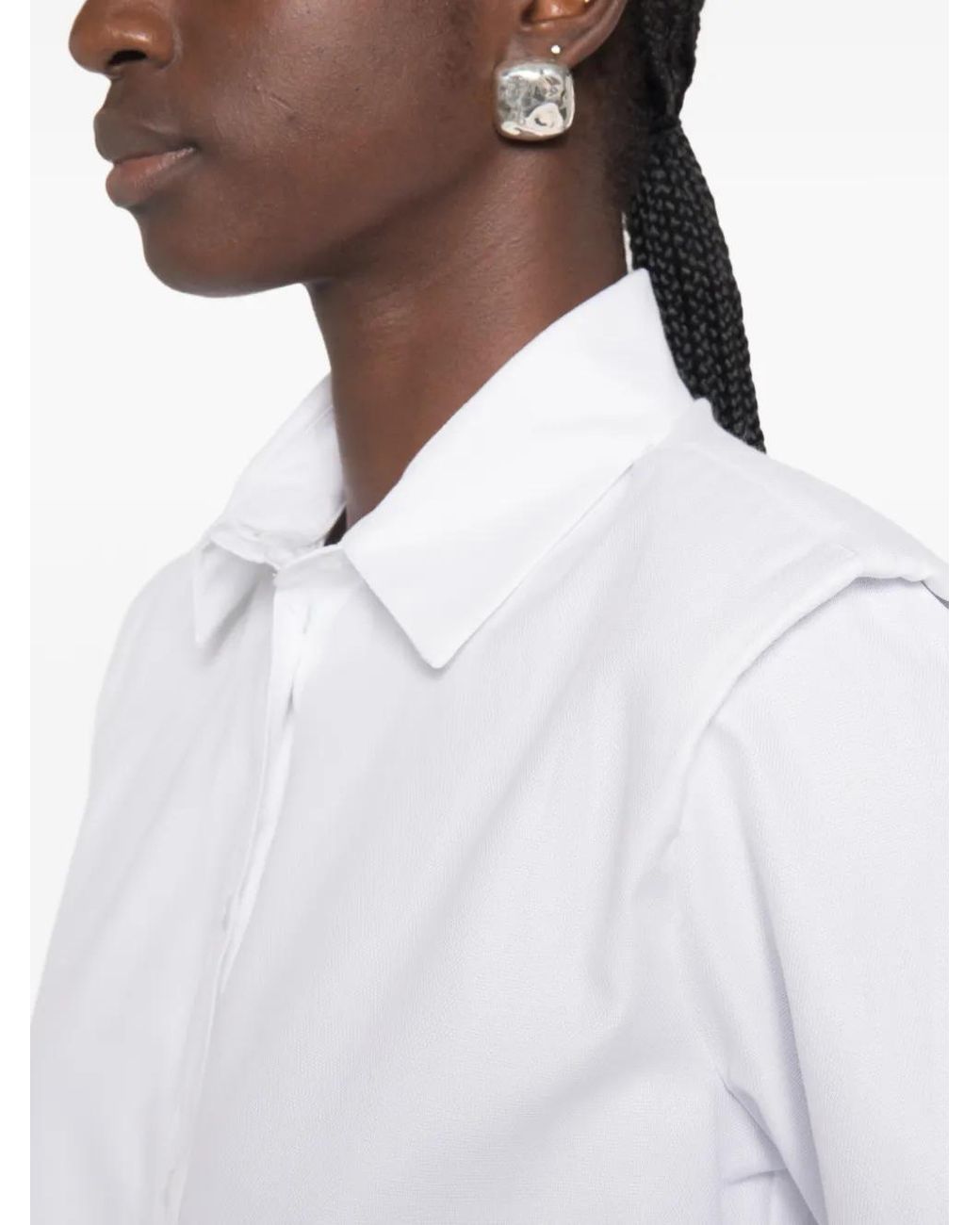 Dixie White Padded-Shoulder Shirt