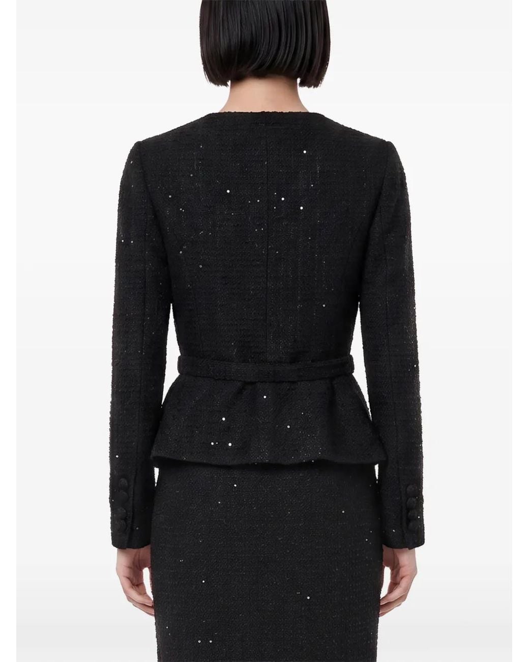 Roland Mouret Black Veste Ceinturée Ornée De Sequins