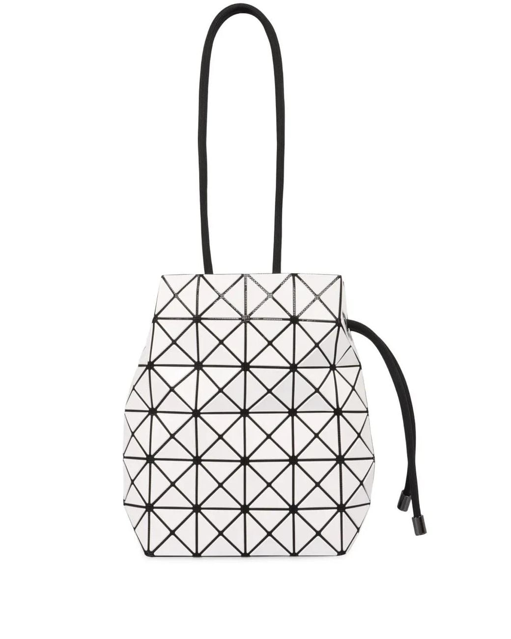 Issey Miyake White Geometric Drawstring Bucket Bag