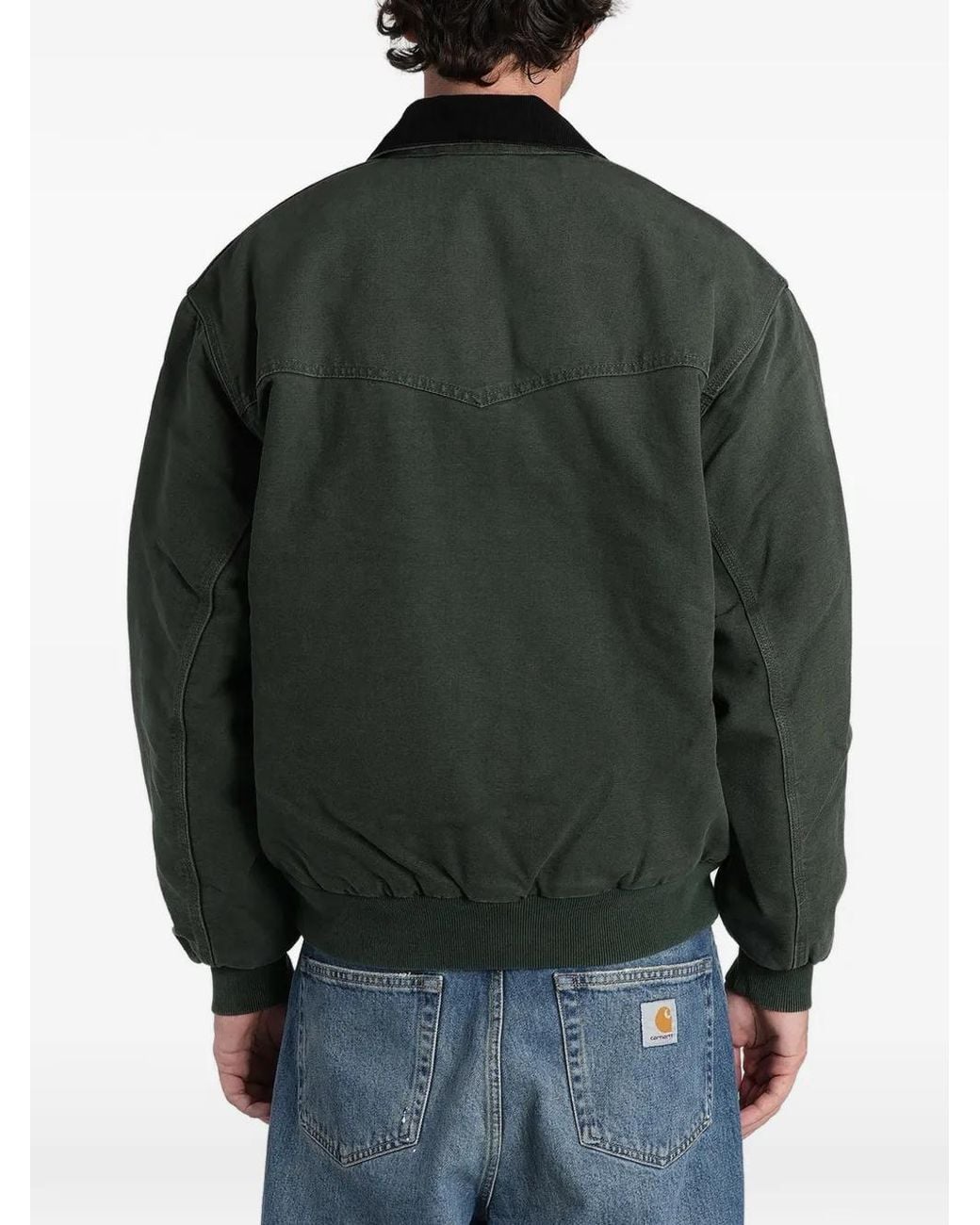 Carhartt Green Og Santa Fe Logo-Patch Zip-Up Jacket for men