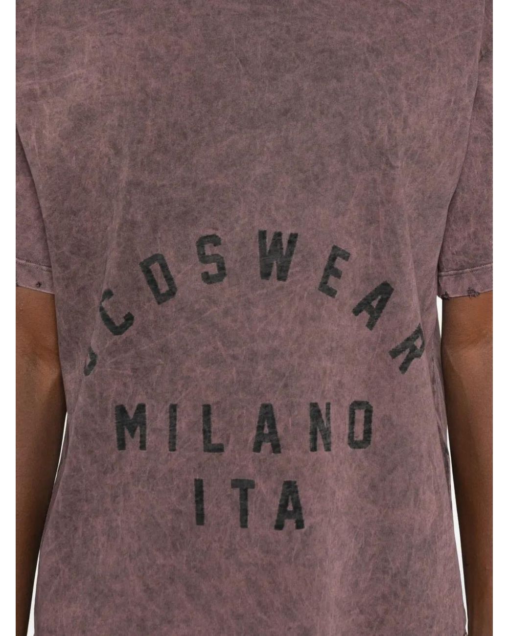 Gcds Purple Distressed-Effect Graphic-Print T-Shirt for men