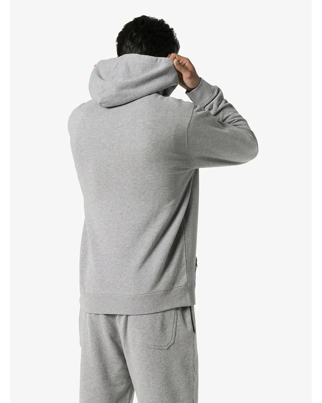 Sunspel Gray Overhead Loopback Hoodie for men