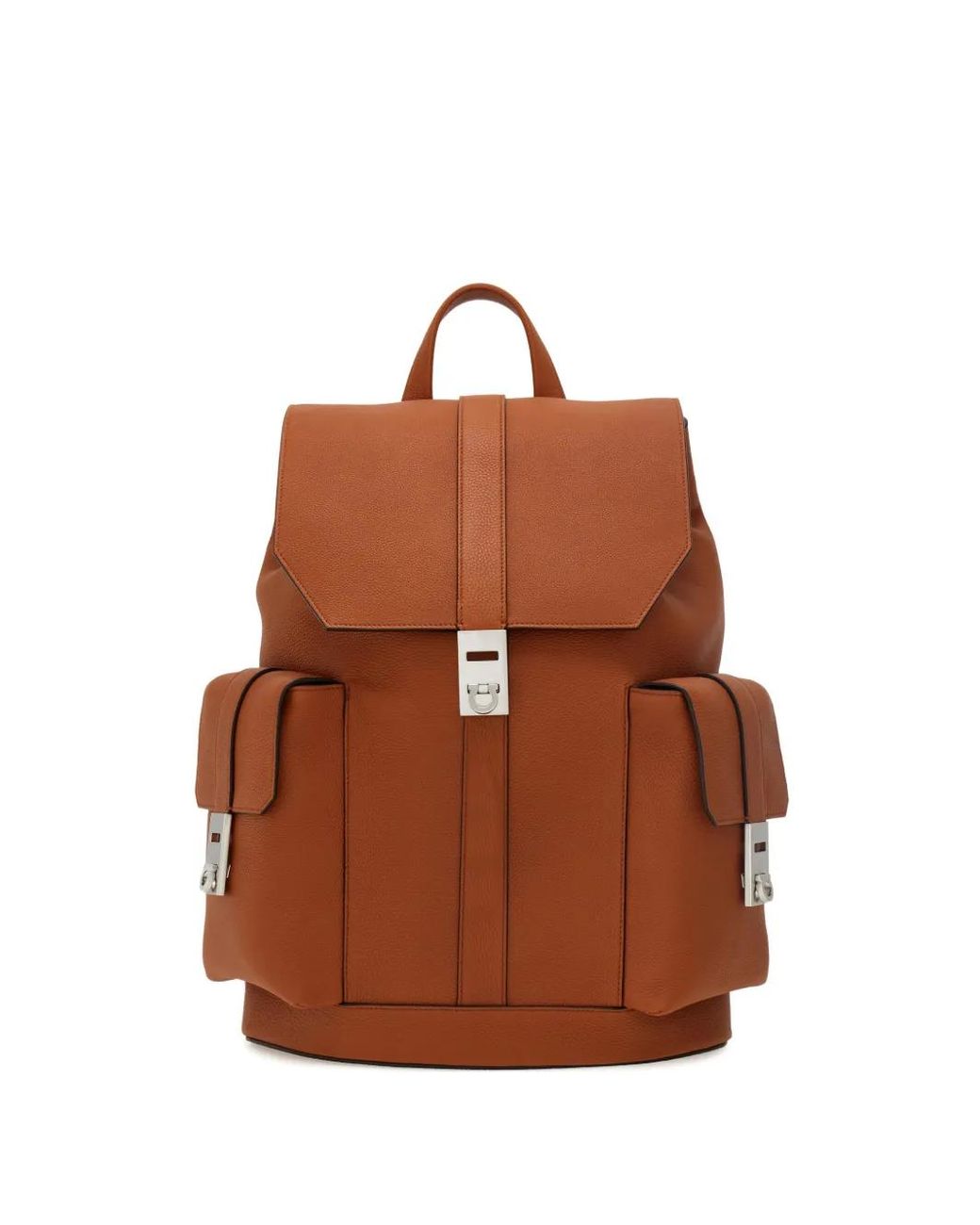 Ferragamo Brown Drawstring Leather Backpack for men