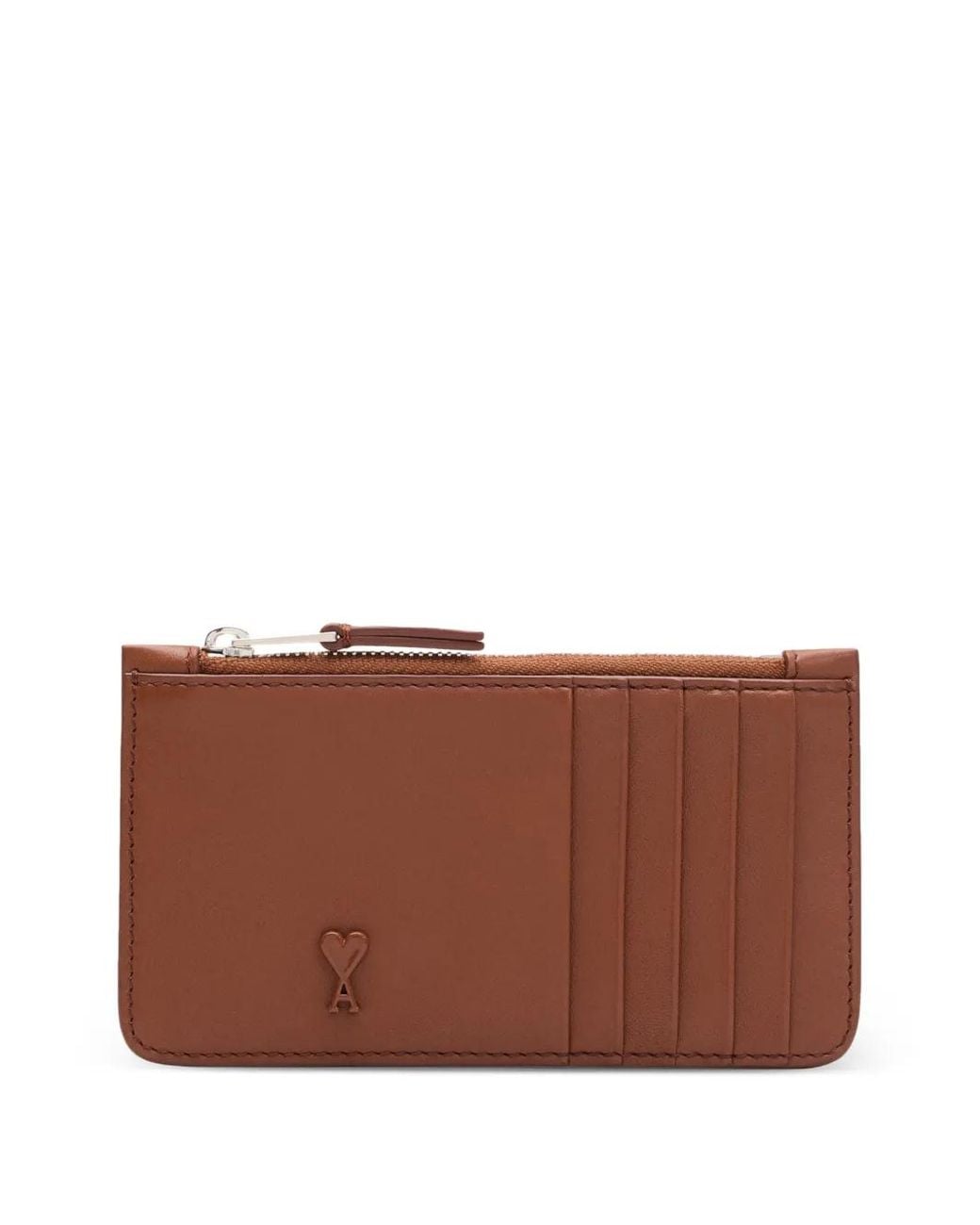 AMI Brown Ami De Coeur Zipped Card Holder