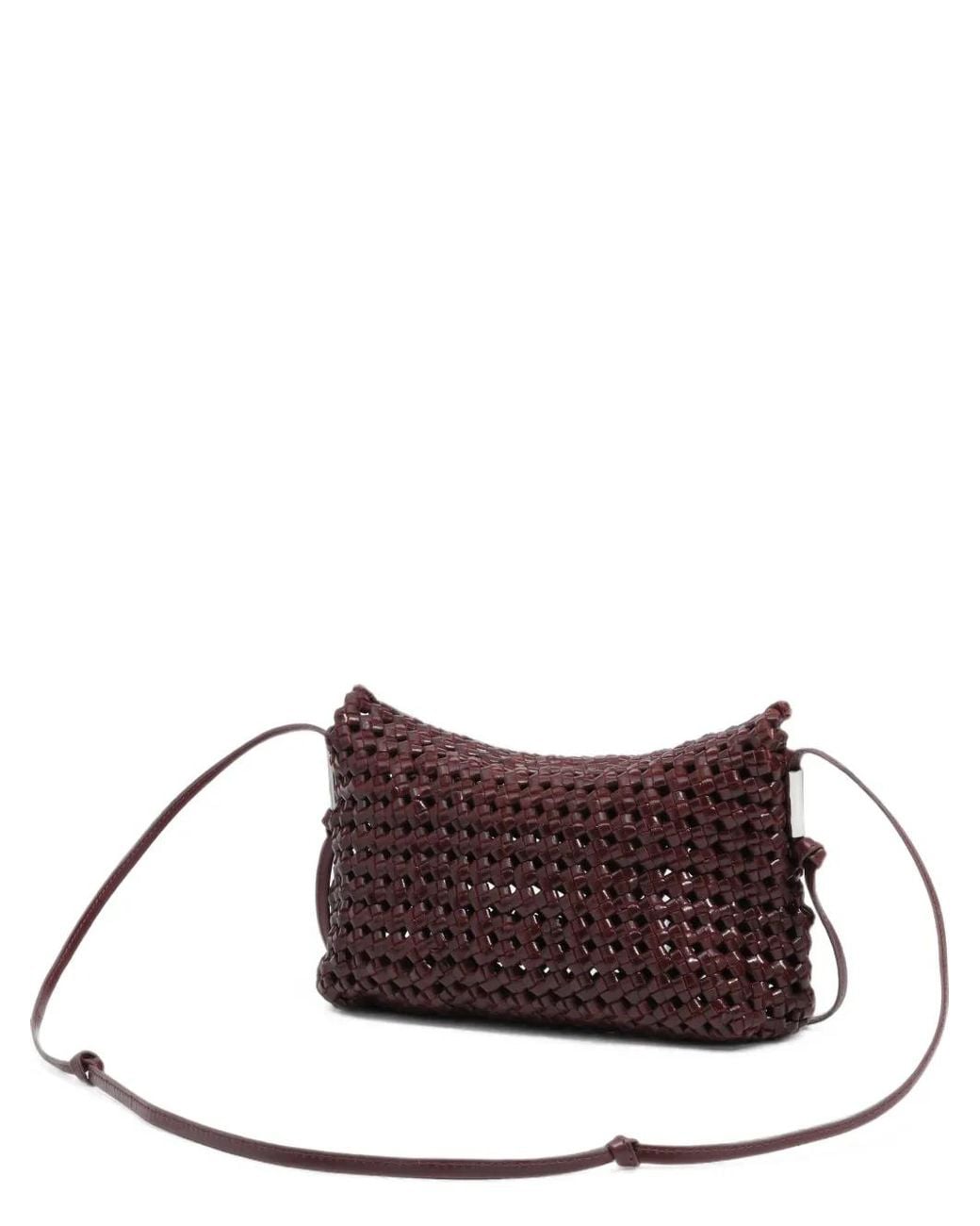 Bimba Y Lola Brown Small Burgundy Plaited Leather Crossbody Bag
