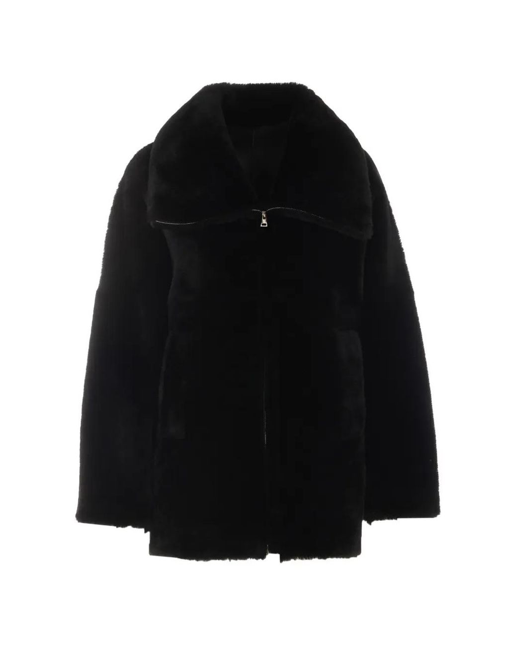 Blancha Black Zip-Up Shearling Jacket
