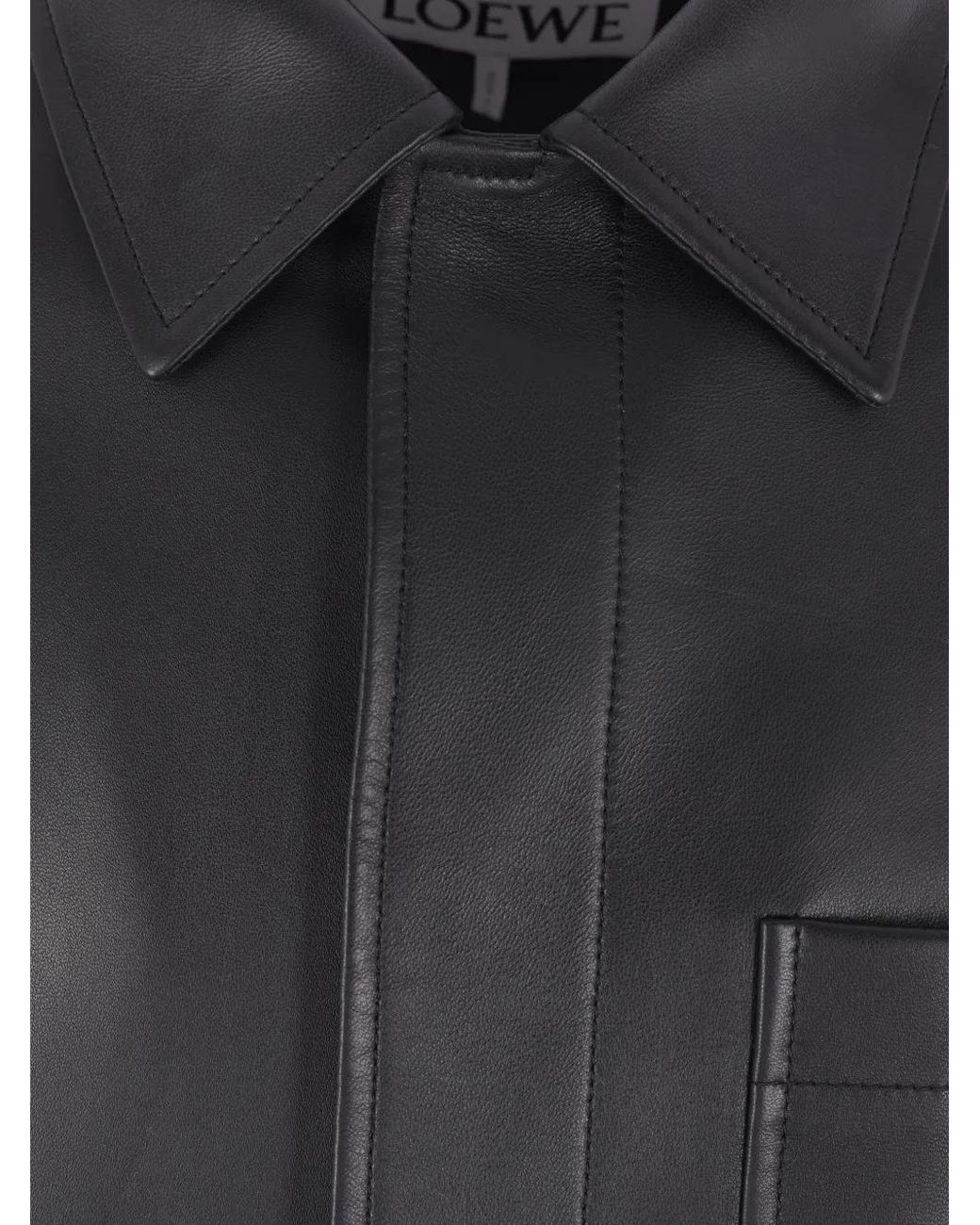 Loewe Gray Leather Shirt Jacket for men