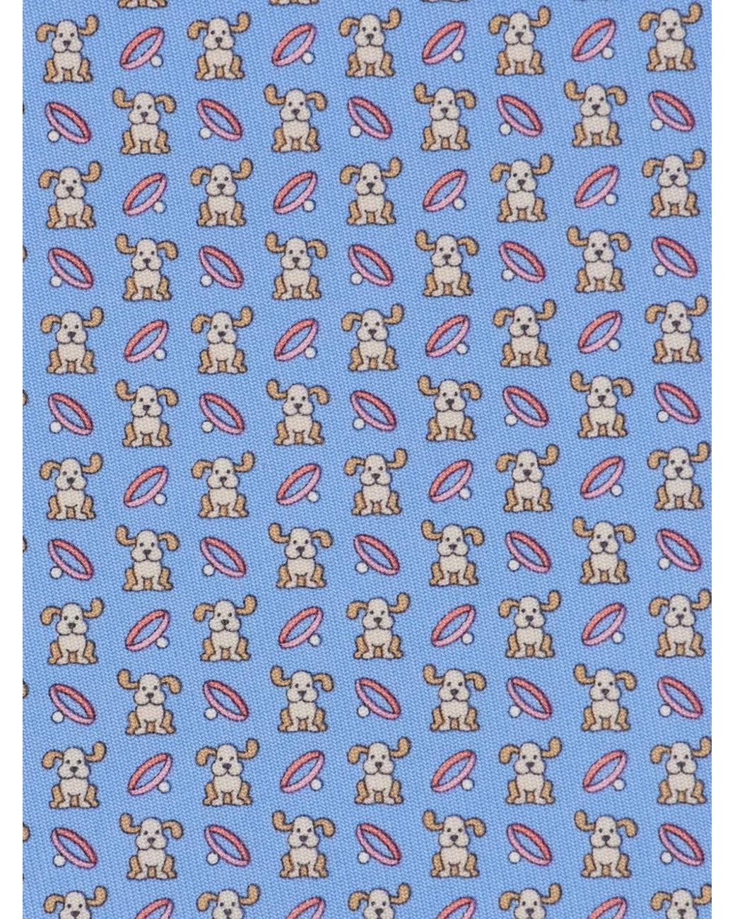 Ferragamo Blue Fido Print Silk Tie for men