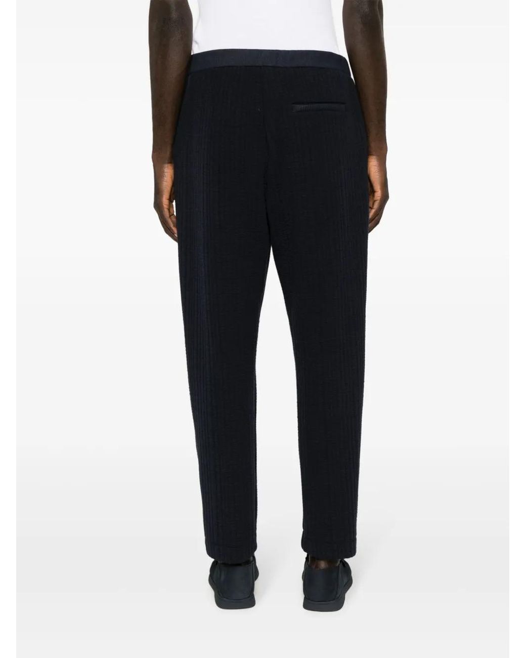 Giorgio Armani Blue Pleated Quilted Tapered Trousers for men