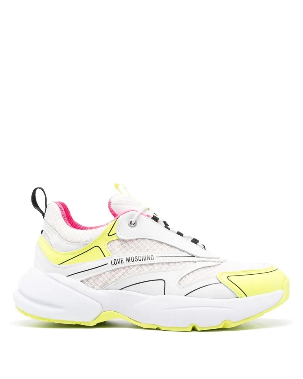 Love Moschino White Logo-Print Panelled Mesh Sneakers