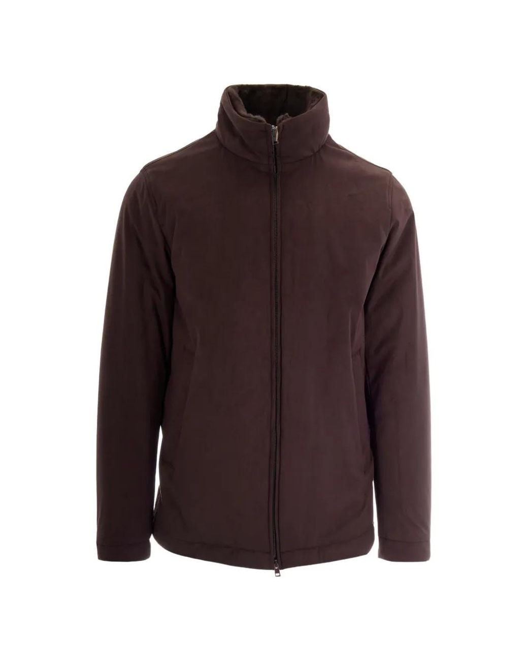 Herno Brown High-Neck Zip-Up Jacket for men