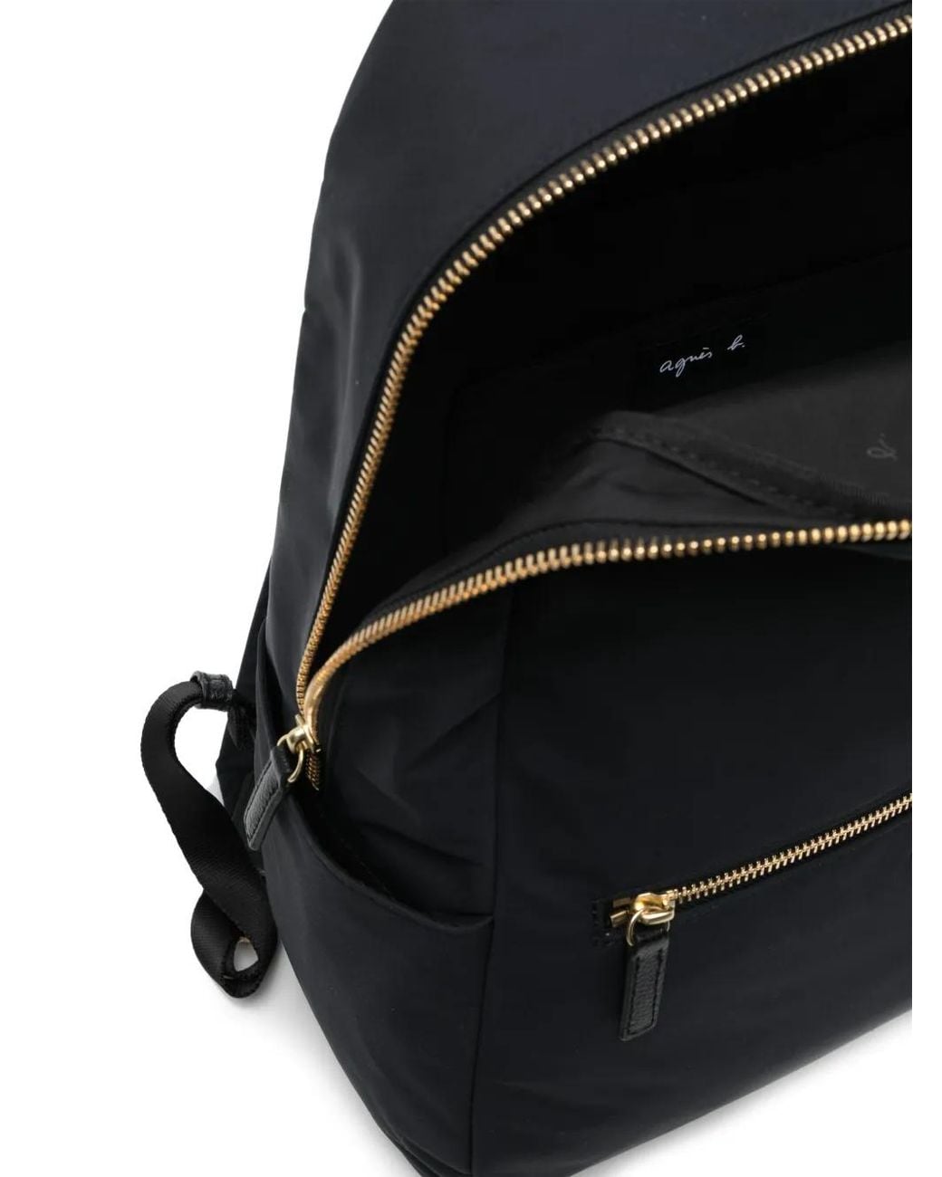 Agnes B. Black Logo-Plaque Adjustable-Straps Backpack