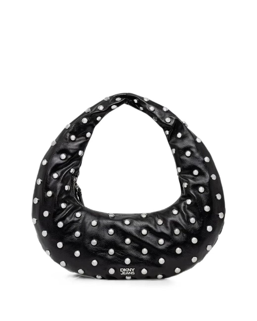 DKNY Black Katya Stud-Embellished Crescent Tote Bag