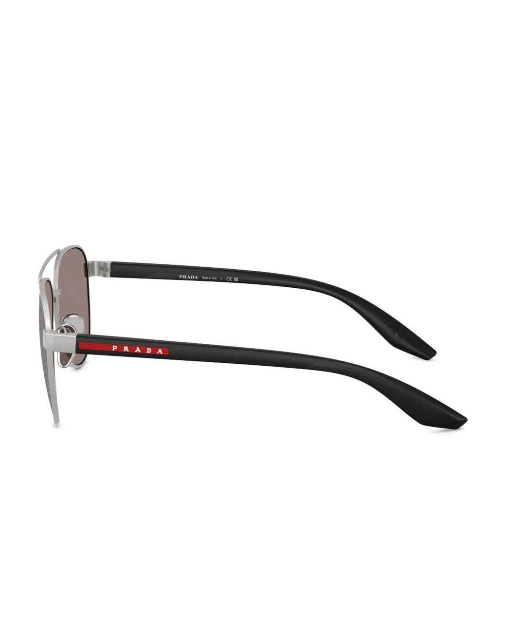 Prada Linea Rossa Gray Pilot-Frame Sunglasses for men