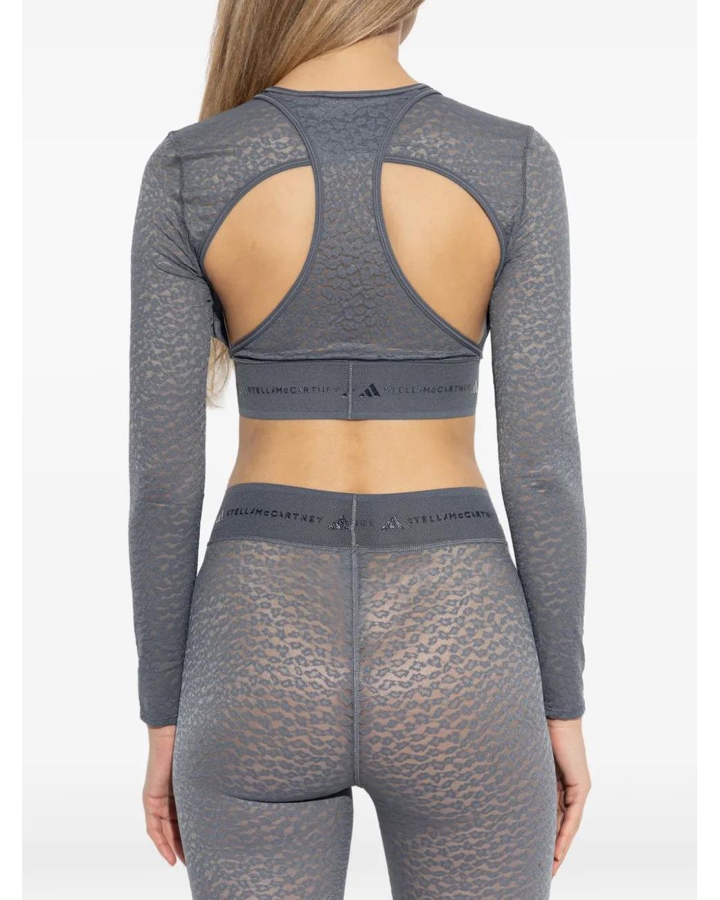 Adidas By Stella McCartney Gray Long-Sleeved Cropped Top