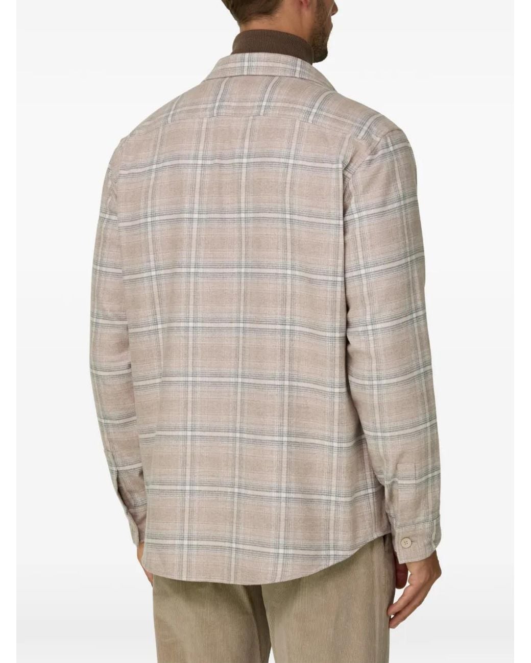 Boggi White Overshirt Checked Cotton Flannel for men