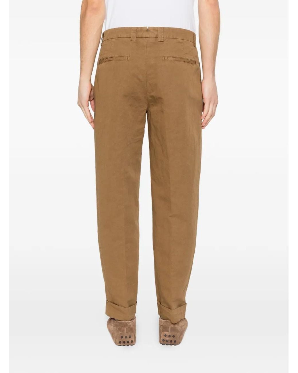 Pantaloni Con Pieghe Frontali di Berwich in Natural da Uomo