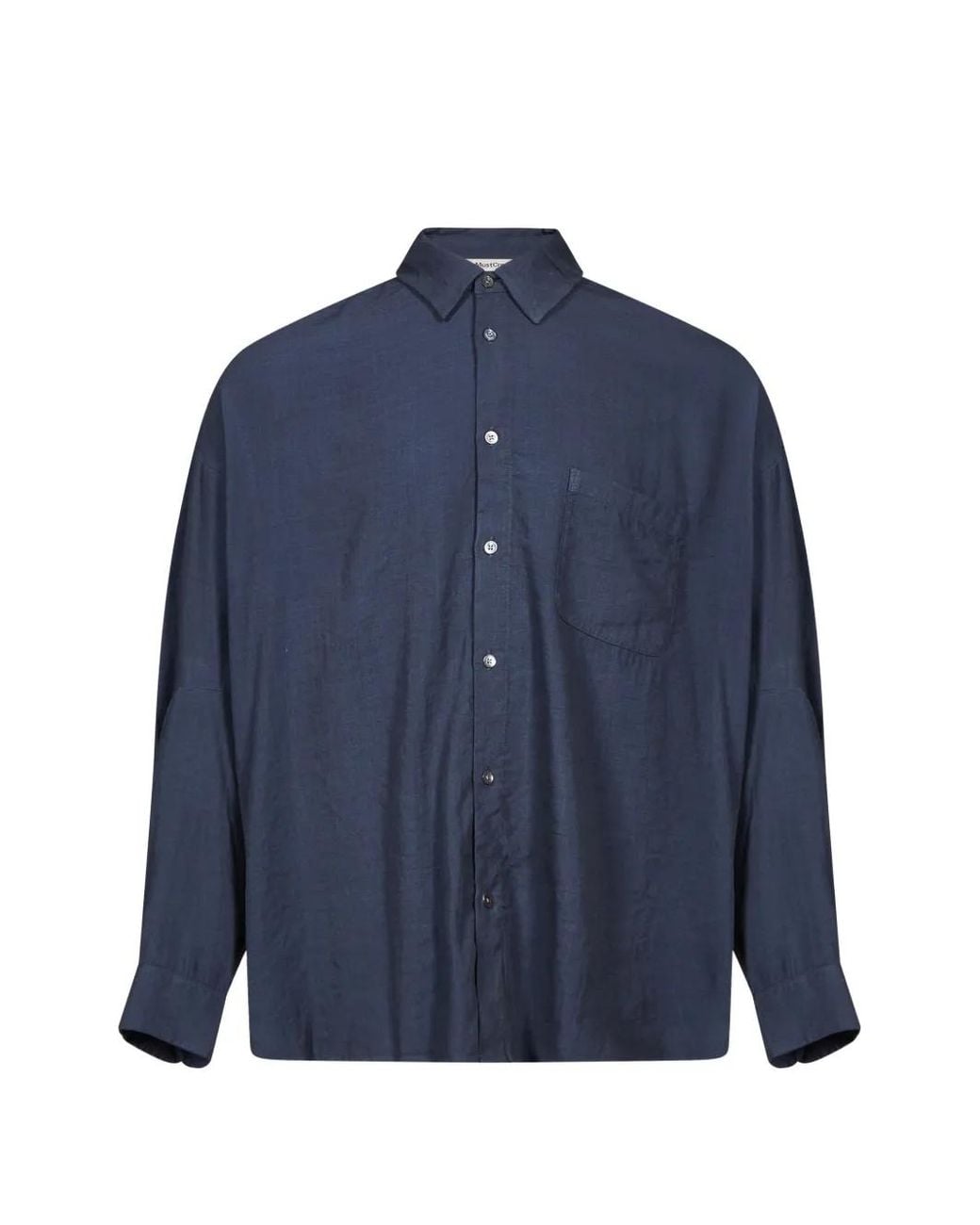 YMC Blue Patch-Pocket Long-Sleeve Shirt for men