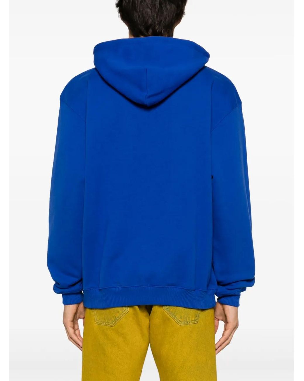 MSGM Blue Graphic-Print Cotton Hoodie for men