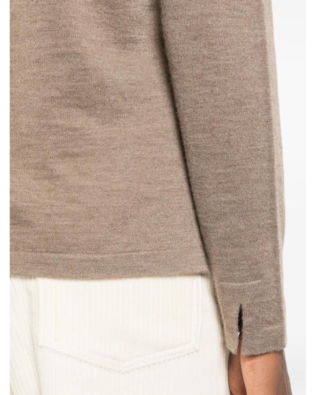 The Row Brown V-Neck Long-Sleeve Knit