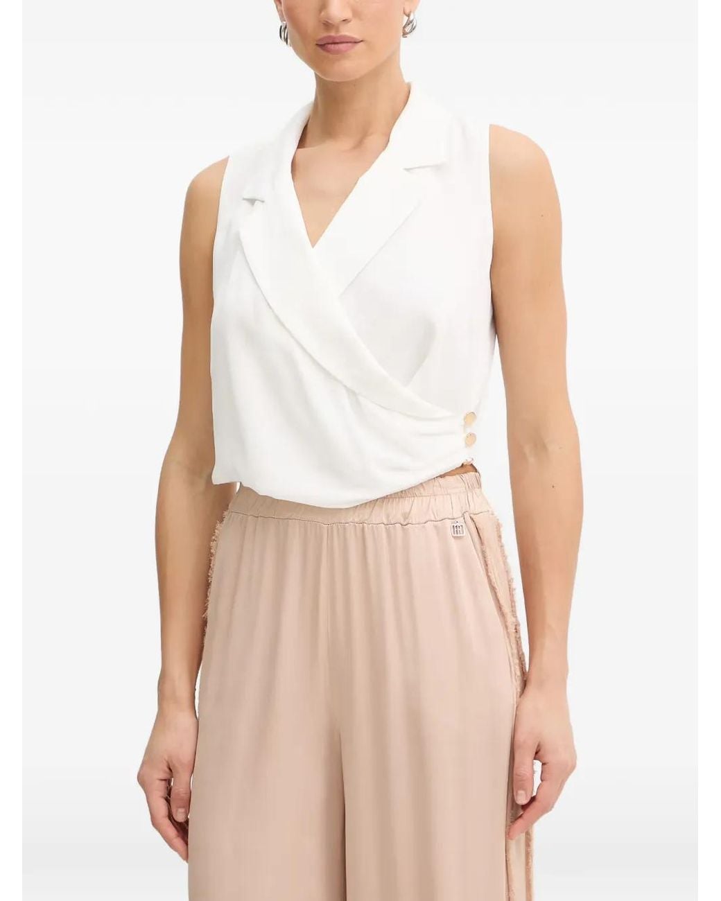 Fracomina White Collared Wrap Top