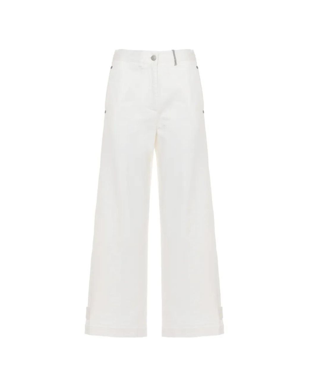 Panicale White Button Jeans