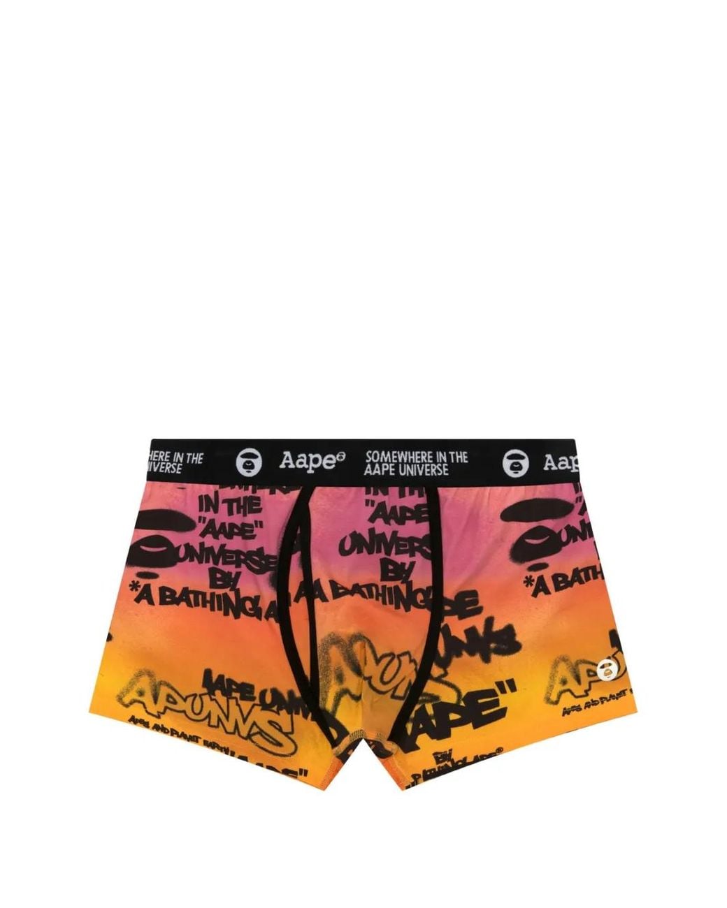 Aape By A Bathing Ape Orange Logo-Print Graffiti-Effect Boxers for men