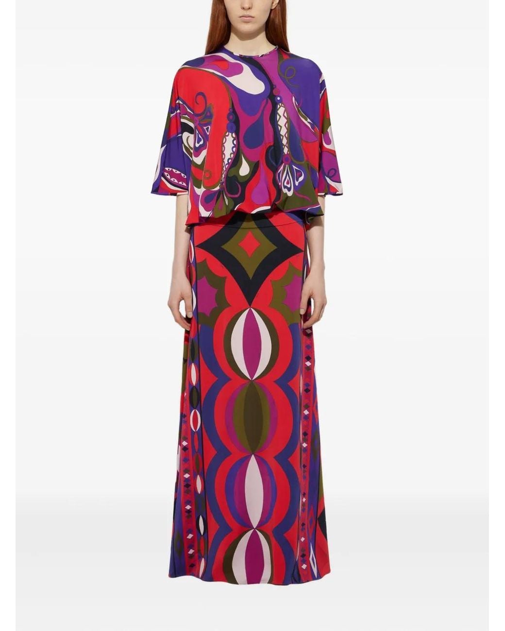 Emilio Pucci Red Orchidee-Print Drawstring Top