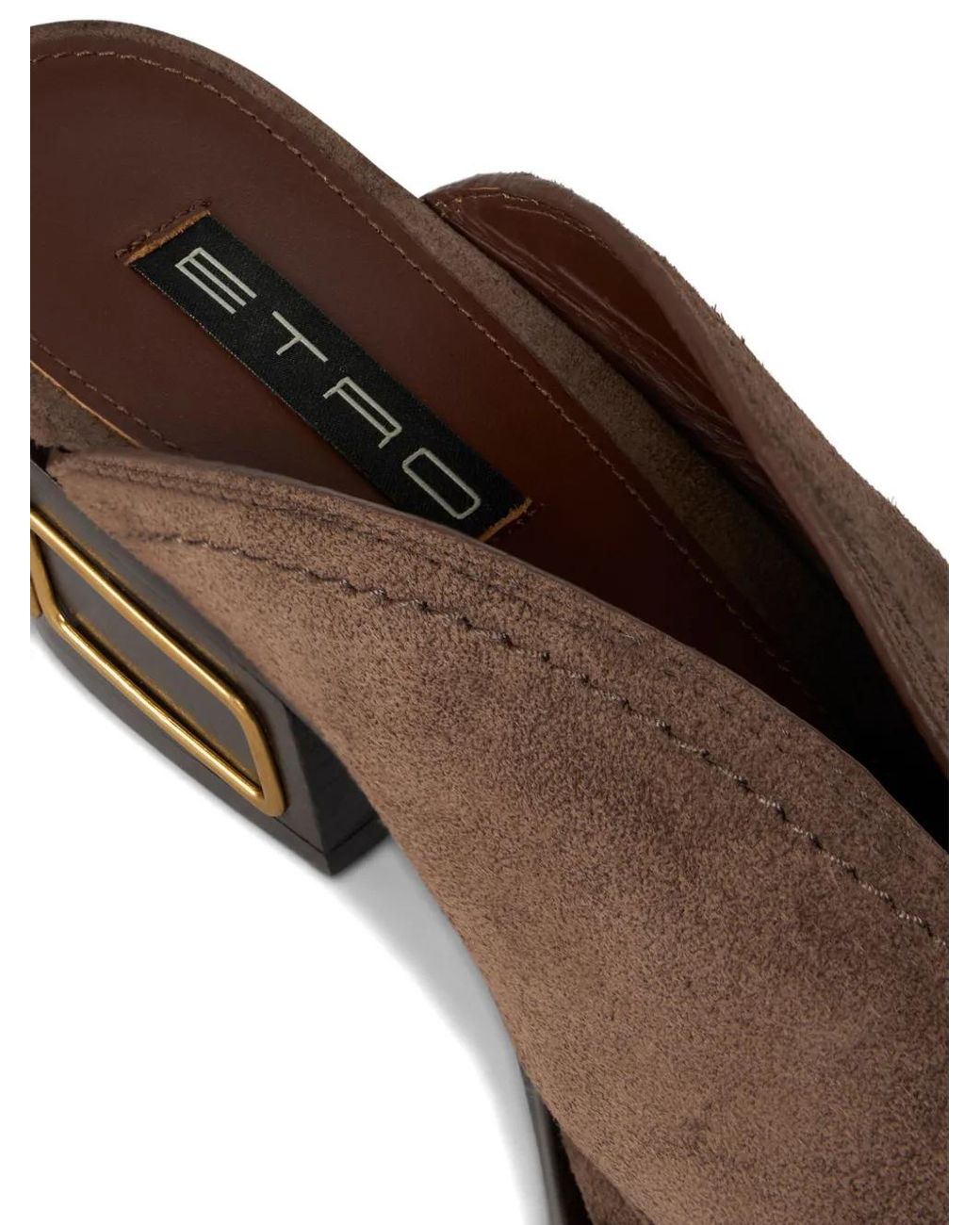 Etro Brown 45Mm Suede Mules With Texan-Heel