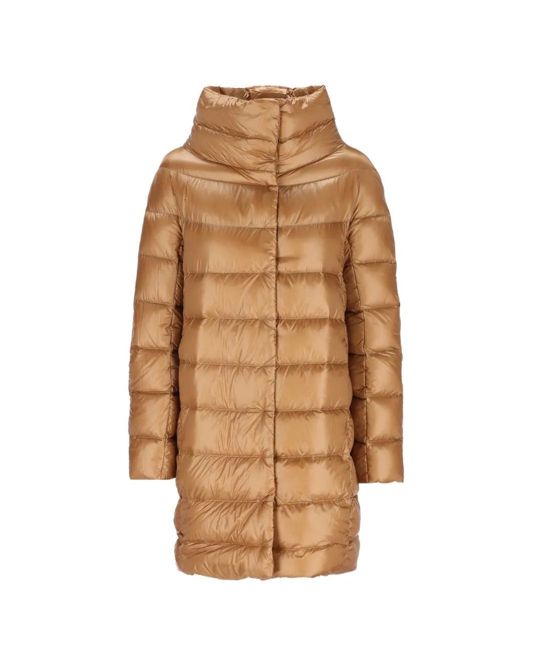 Herno Natural Quilted Funnel-Neck Coat