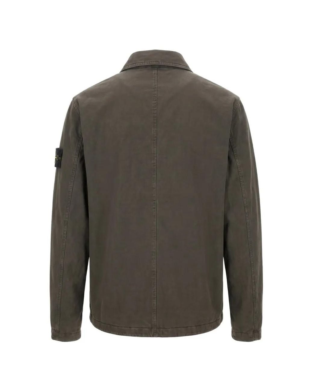 Stone Island Green Logo-Patch Button-Up Jacket for men