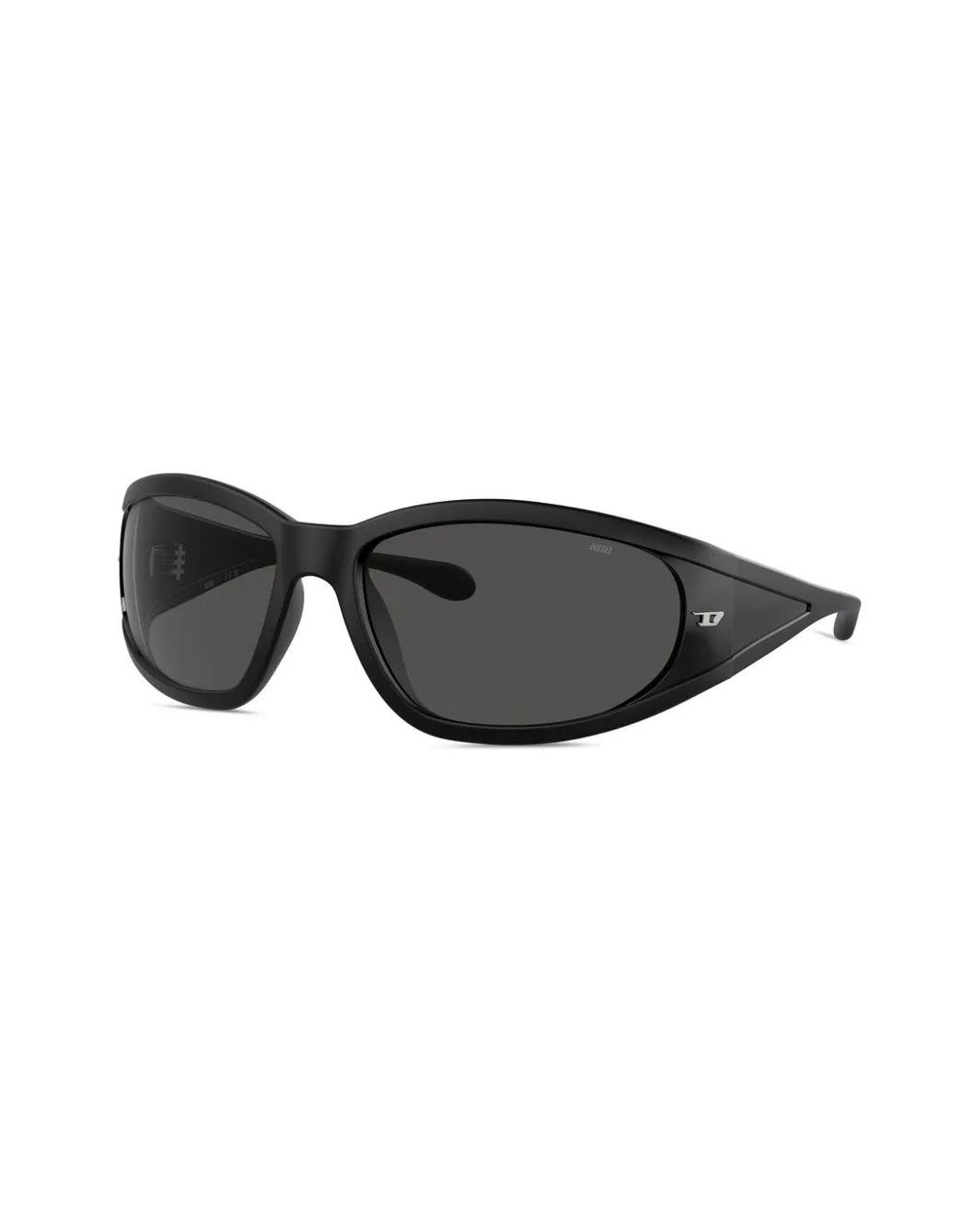 DIESEL Black 0Dl3002 Logo-Plaque Wraparound Sunglasses