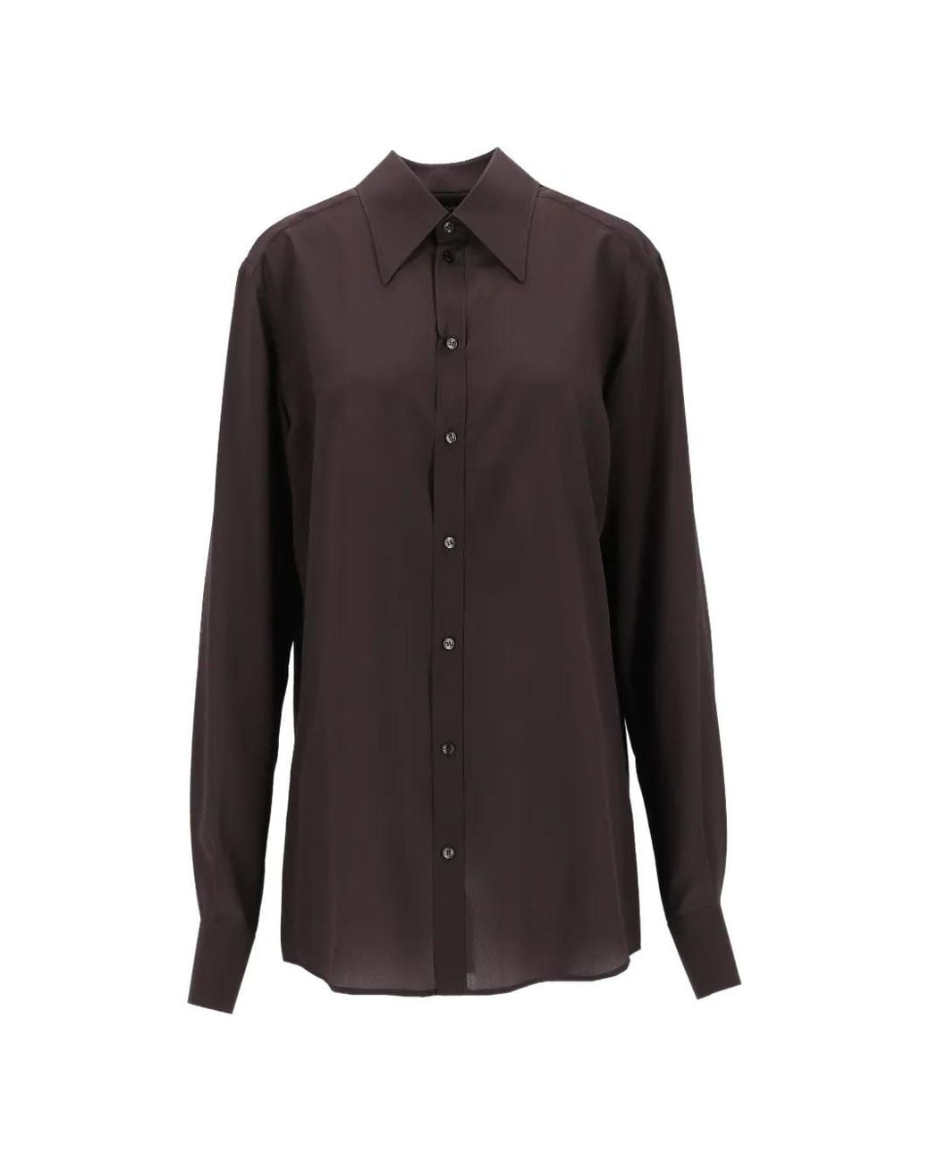 Dolce & Gabbana Brown Silk Long-Sleeve Shirt for men