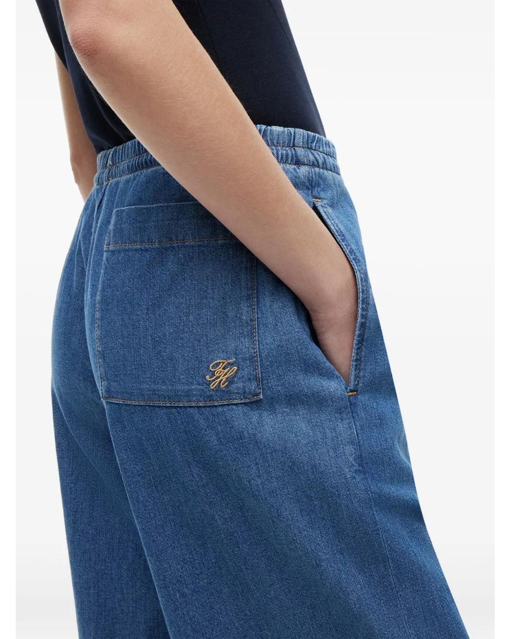 Tommy Hilfiger Blue Drawstring Wide-Leg Jeans