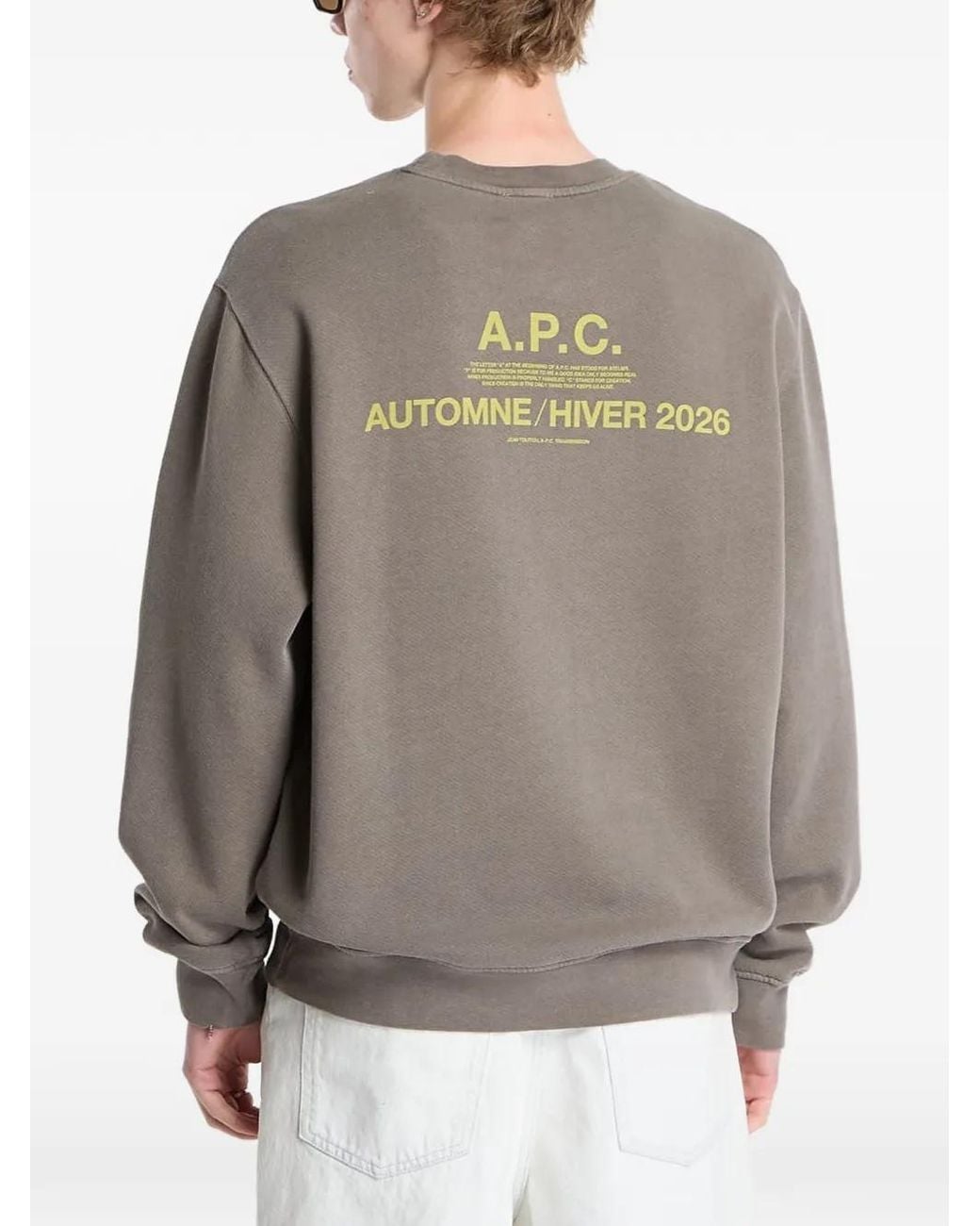 A.P.C. Gray Logo-Print Crew-Neck Sweater for men