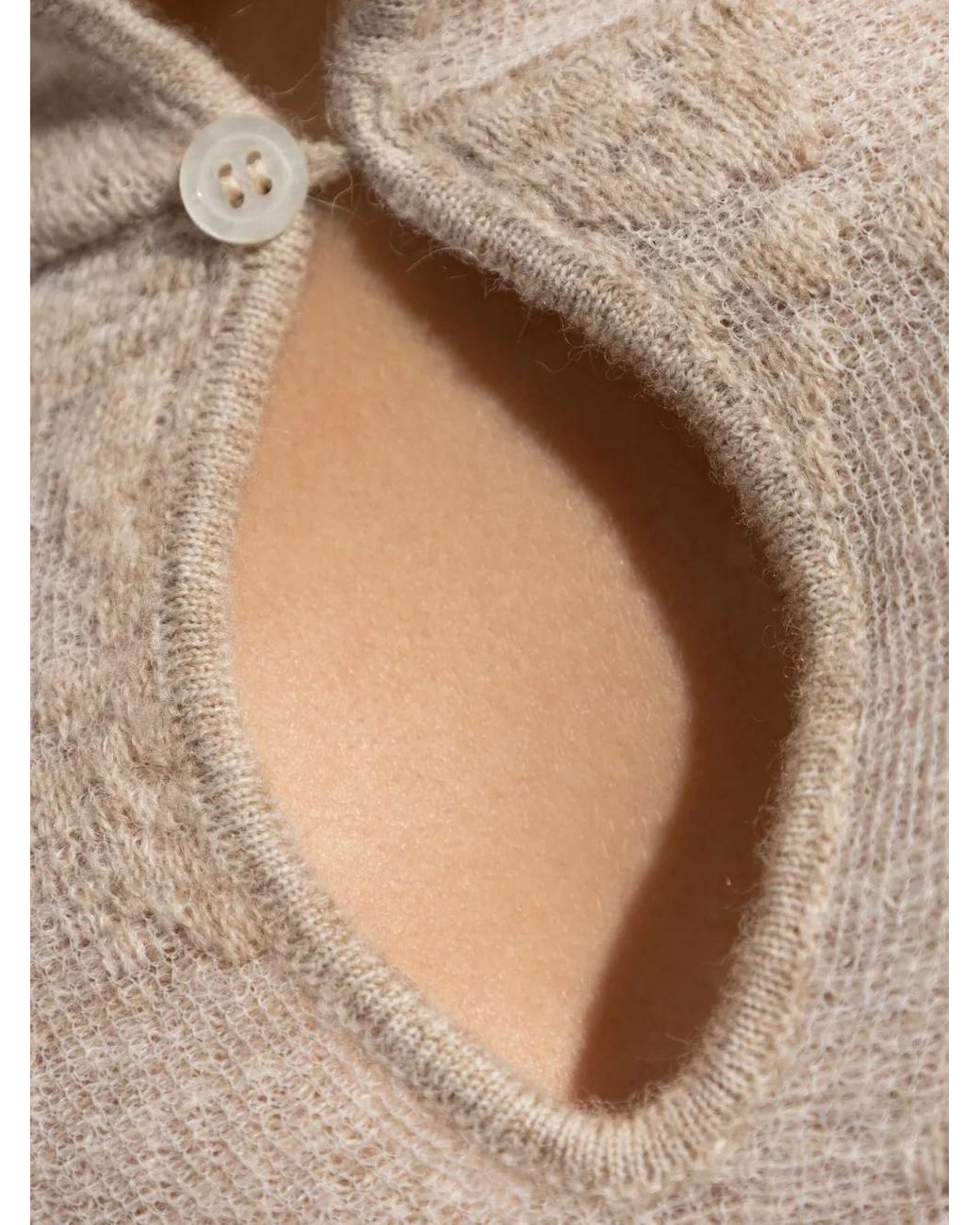 Ganni White High-Neck Button Sweater