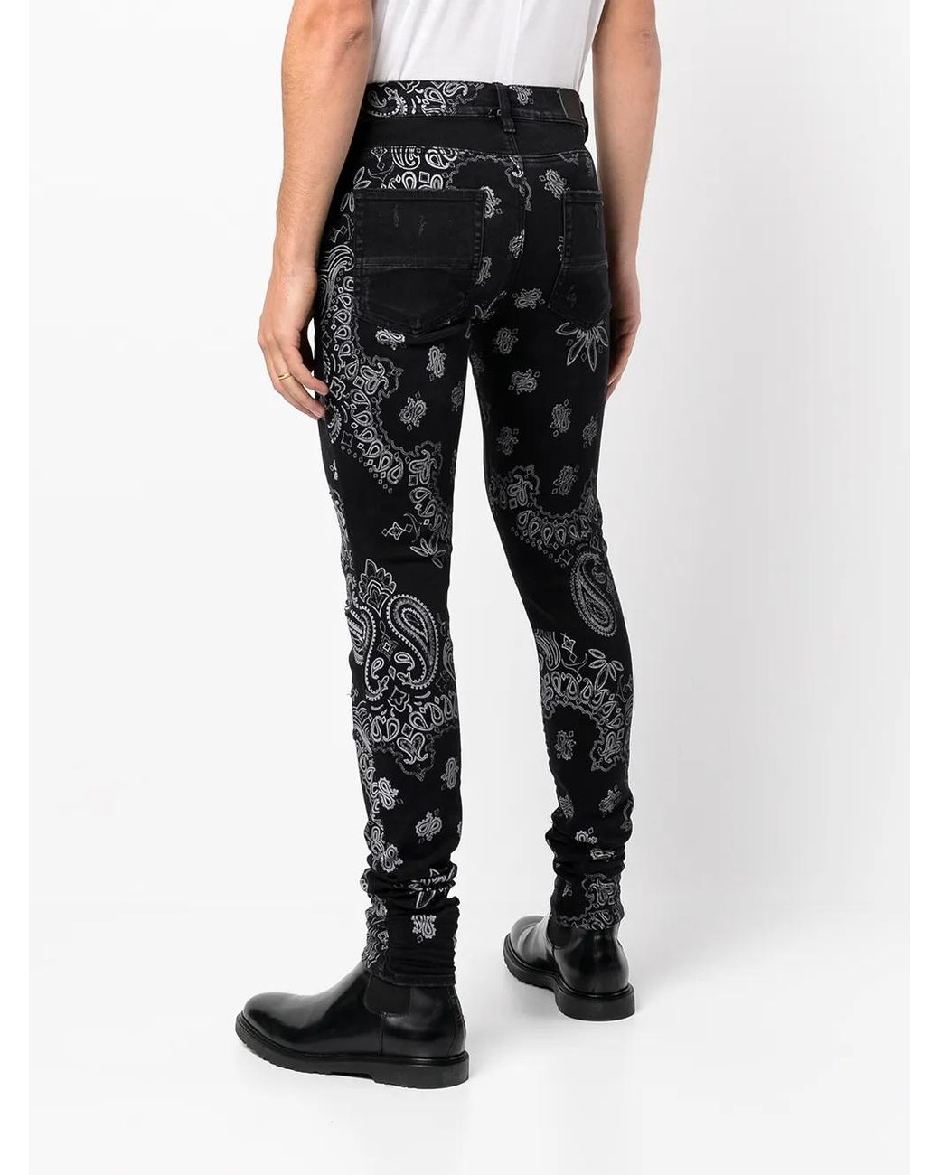 Amiri Black Flocked Bandana Skinny Jeans for men