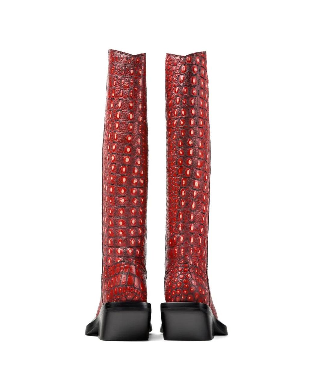 CAMPERLAB Red Quetal Embossed Square Toe Boots