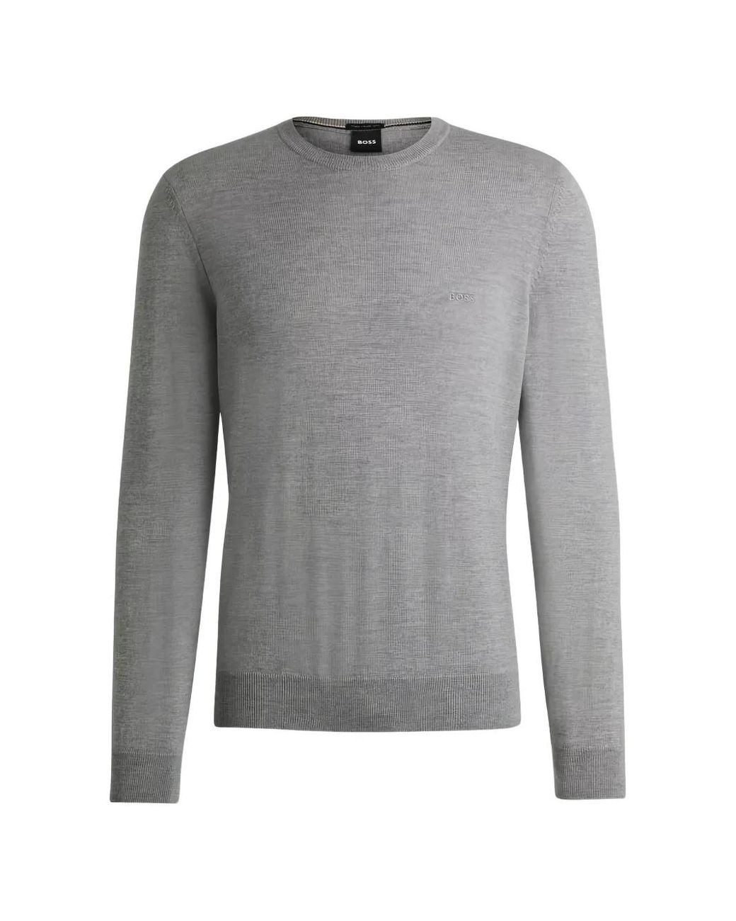 Boss Gray Crew-Neck Long-Sleeve Sweater for men