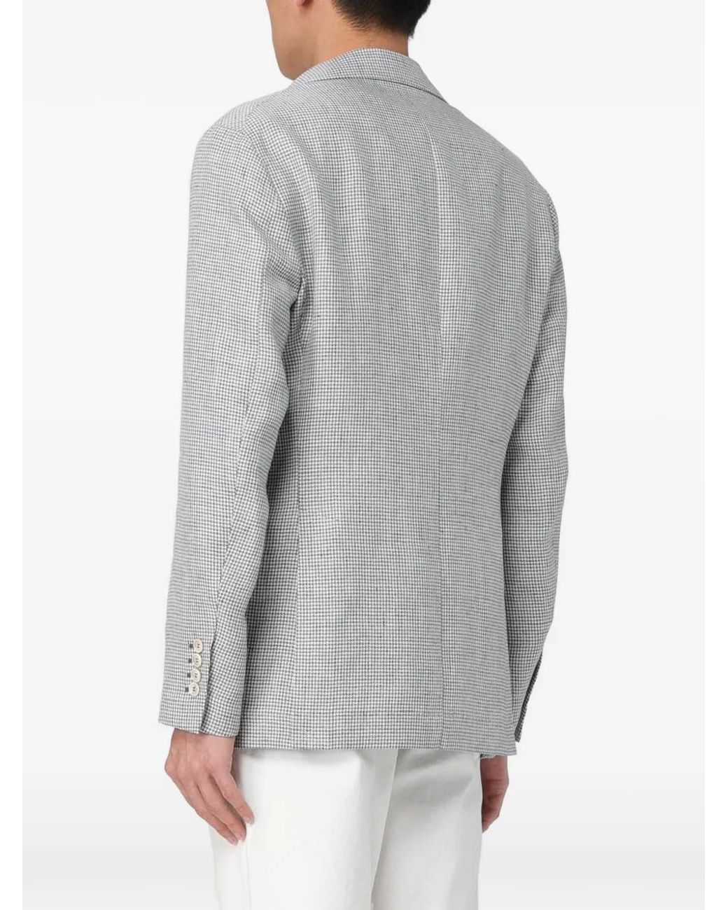Brunello Cucinelli Gray Check-Pattern Tailored Jacket for men