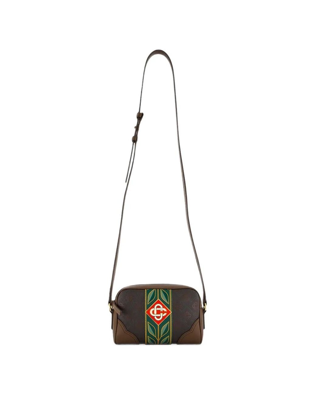 Casablanca White Monogram-Print Logo-Plaque Crossbody Bag for men