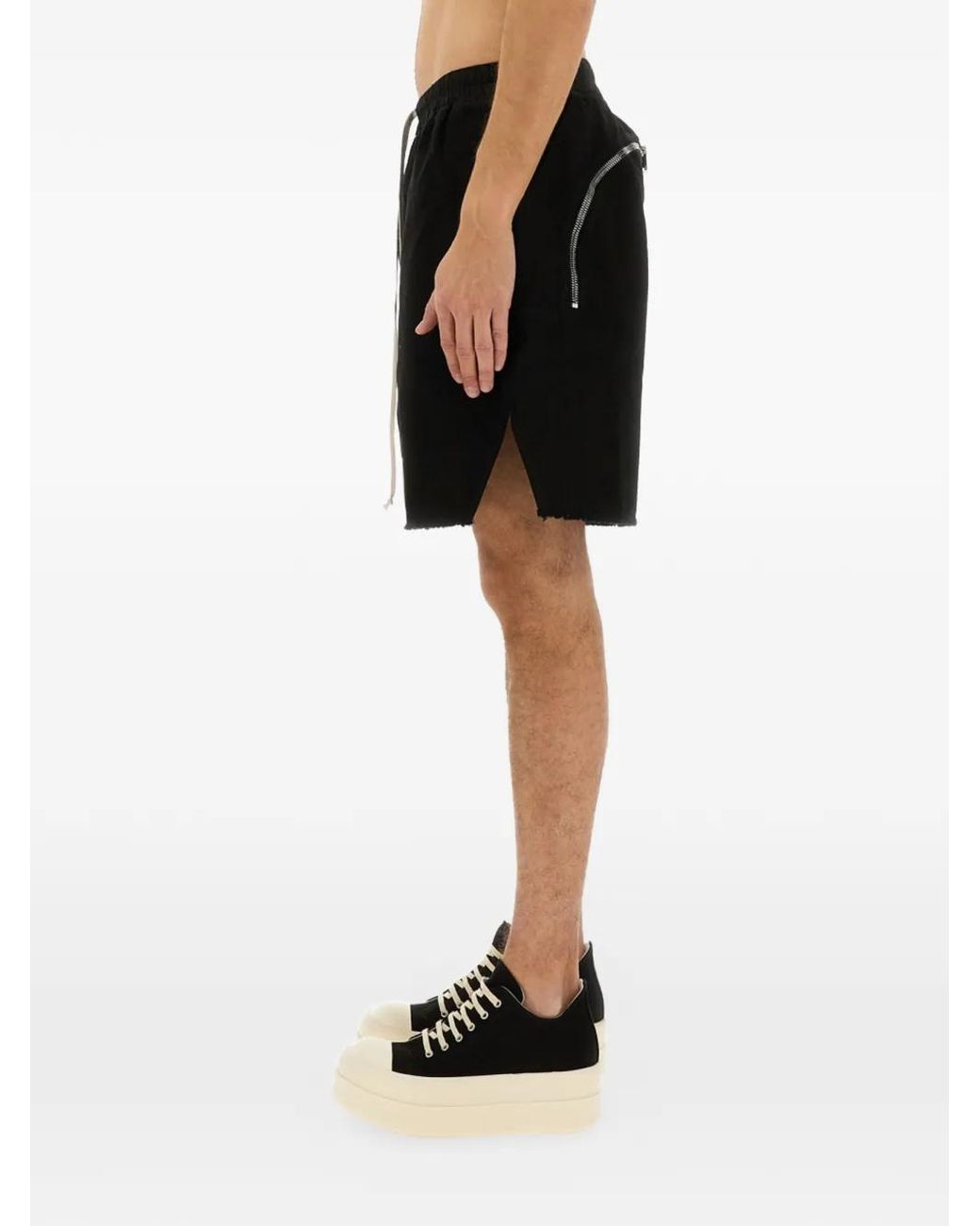 Rick Owens Black Zip-Detail Track Shorts for men