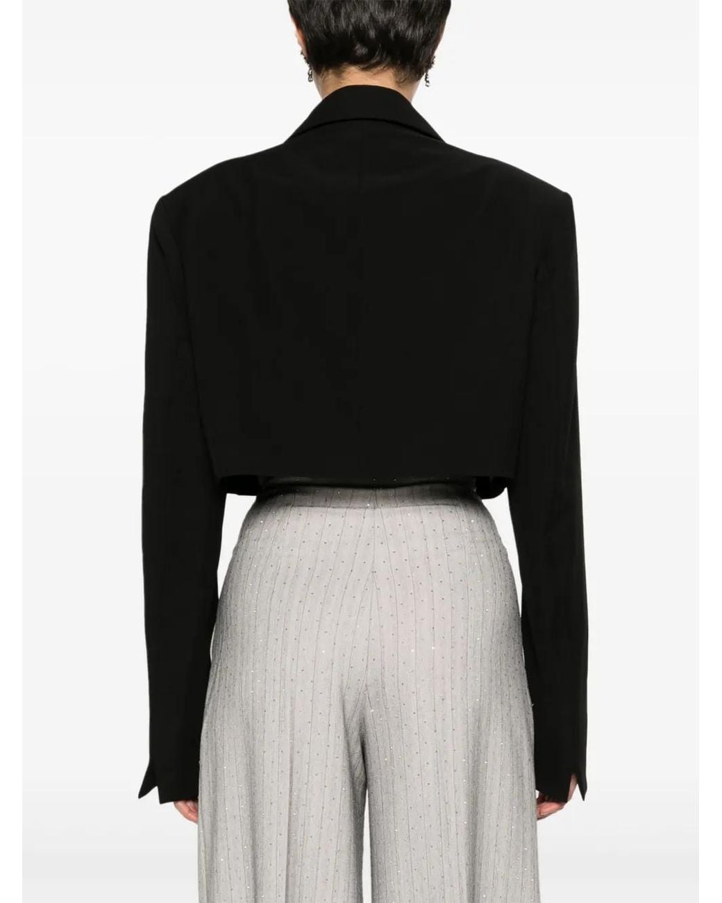 Nissa Black Rhinestone-Heart Cropped Jacket